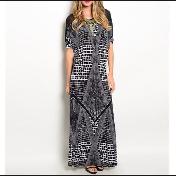 Tribal Mesh Maxi Dress - Picture 1 of 4